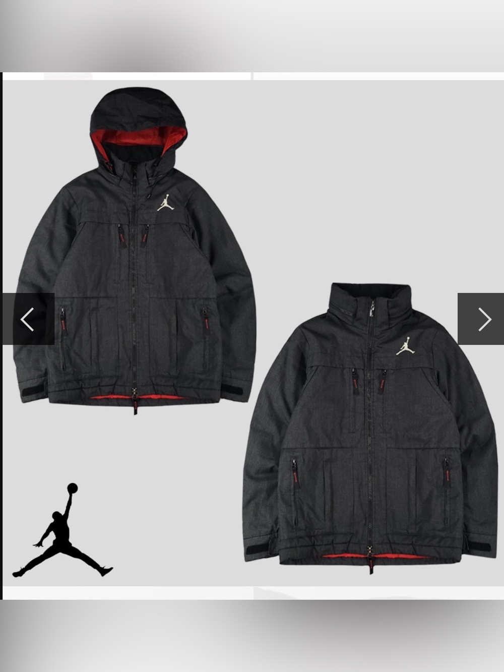 Jordan Hooded Jacket Black Heather Gray Red Lining Men’s 3XL Rare Discontinued